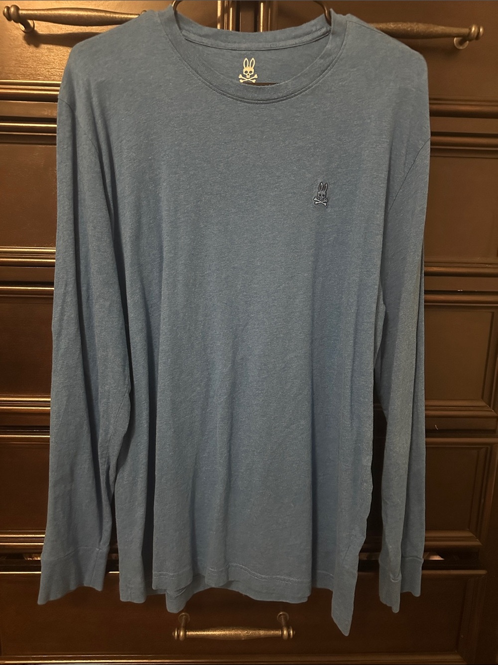 Psycho Bunny Men's Long Sleeve Crewneck Shirt - Royal blue XL (brand size 7 =xl)